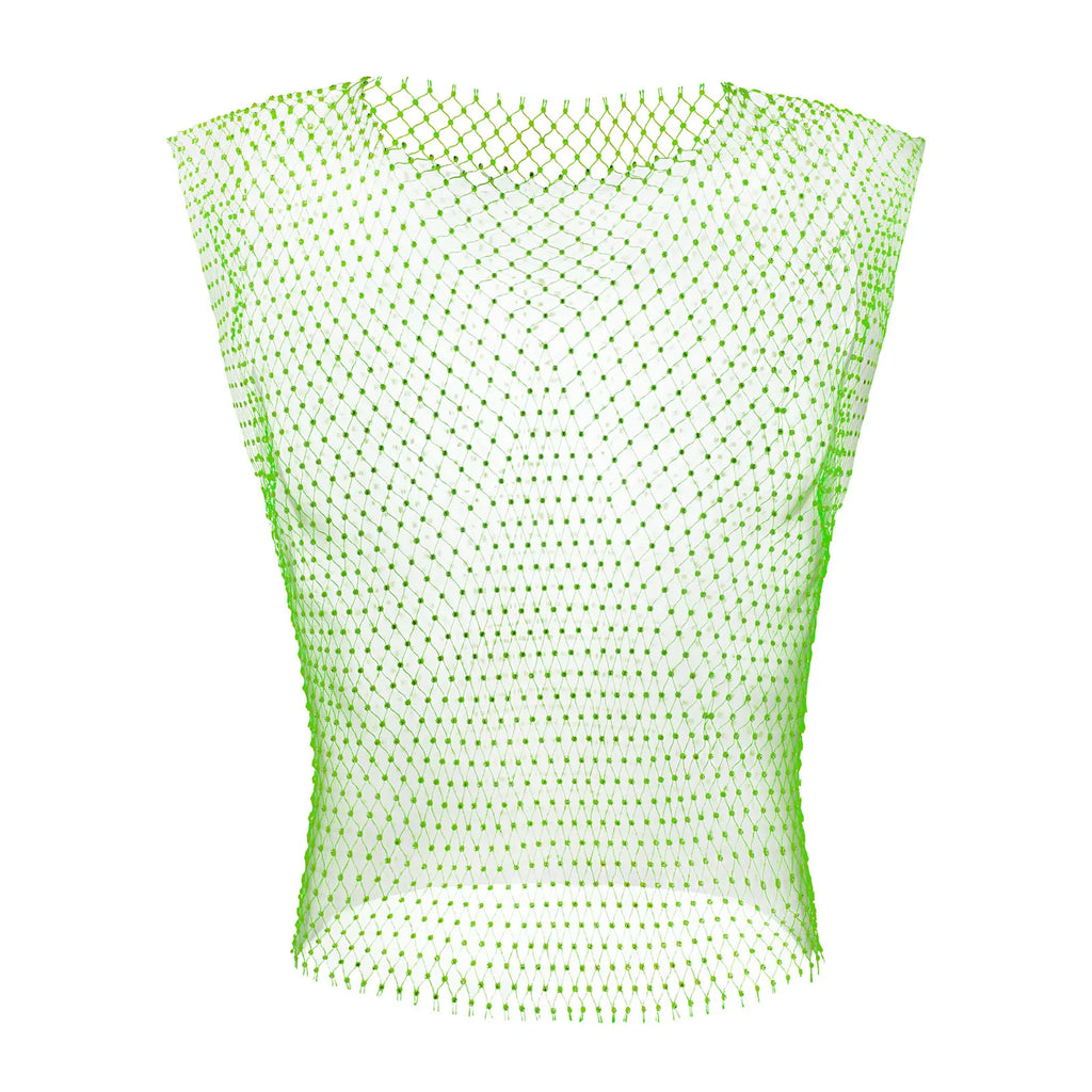 Men Sexy Tank Tops Fishnet Rhinestone Shiny Hollow Vest Man Mesh See-Through Sleeveless T-Shirt Transparent Clothing - Matrix Studios