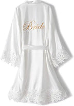 Bridesmaid Robes Rose Gold Bride Robe Wedding Bridesmaid Gift Satin Lace Robe Bridal Dressing Gown Bachelorette Party Pajamas - Matrix-studios.com