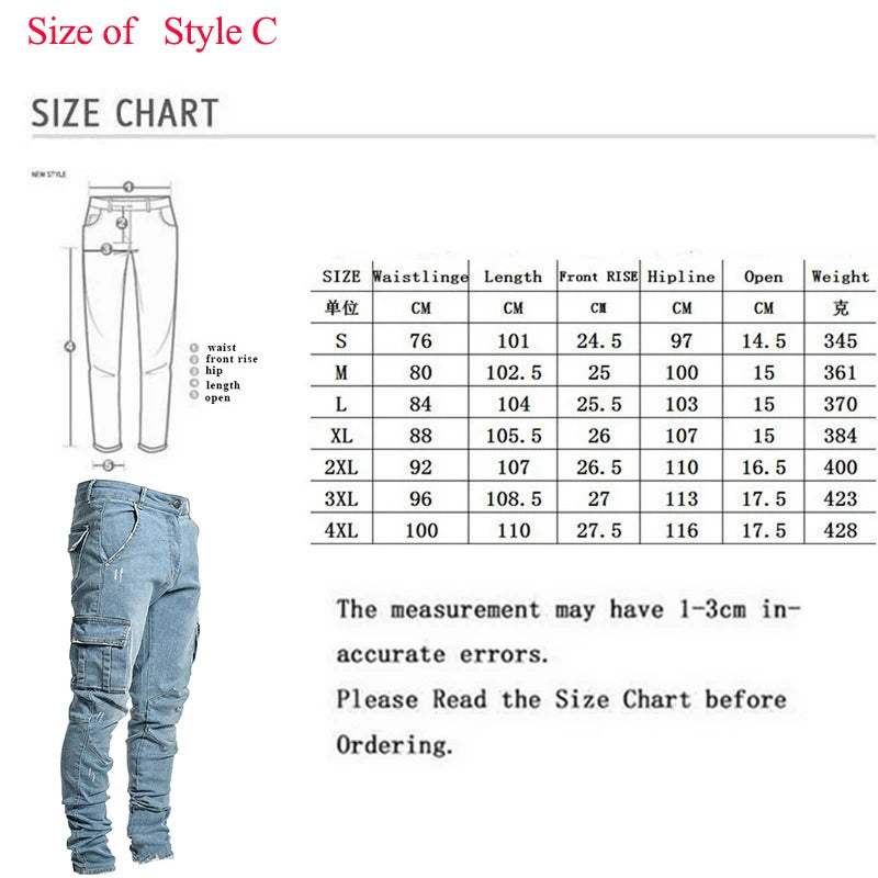 New Autumn Men Pants Casual Tactical Jeans Male Multiple Pockets Cargo Pant Casual Straight Dimem Jeans Trousers Plus Size S-4Xl - Matrix Studios