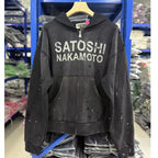 Quality Real Picture Sweatshirt Casual Pants Ink Splatter Waist Ripped Hole Drawstring Sports Satoshi Nakamoto Sweatpants - Matrix-studios.com