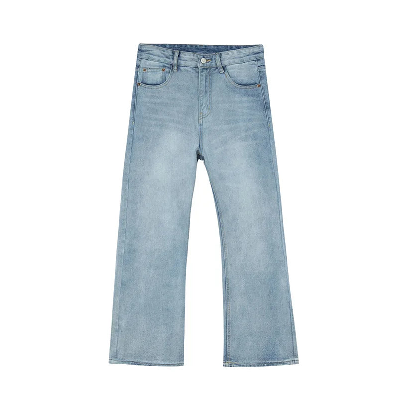 Male Japan Korea Style Vintage Denim Trousers Pant Men High Street Hip Hop Casual Hole Small Flare Jeans Pant - Matrix Studios