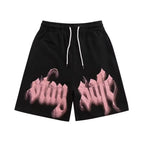 American Trend New Retro Sports High Street Pink Letters Versatile Tide Brand Summer Shorts Casual Printing Loose Shorts for Men