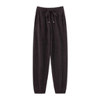 Autumn And Winter New 100% Merino Wool Flat Small Foot Pants Women Loose High Waist Lean Knitted Cashmere Bunched Foot Pants - Matrix-studios.com
