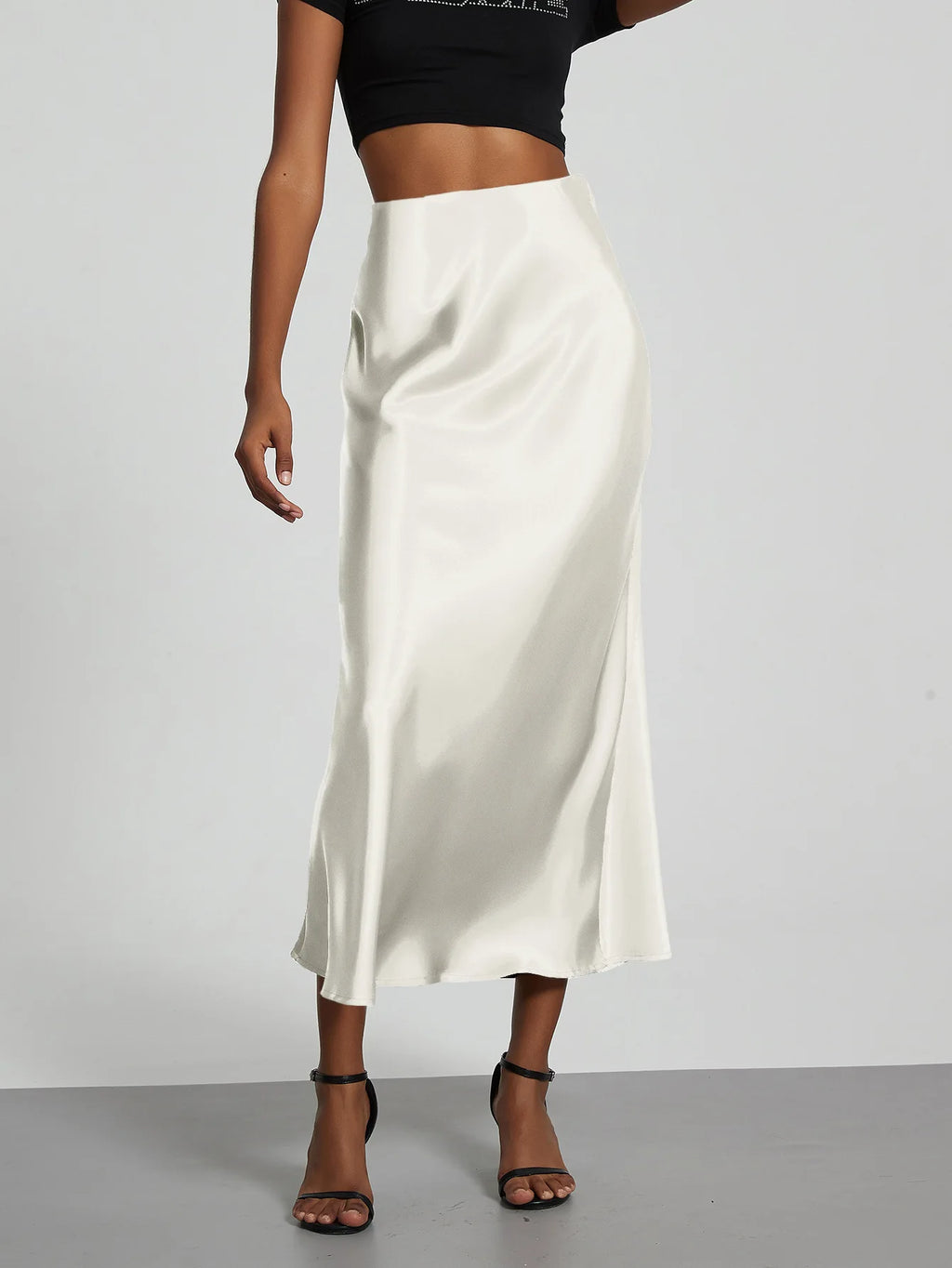 21 Colors New 2026 Women's Elegant High Waist Satin Long Skirts Female Summer Solid Color Faldas - Matrix-studios.com