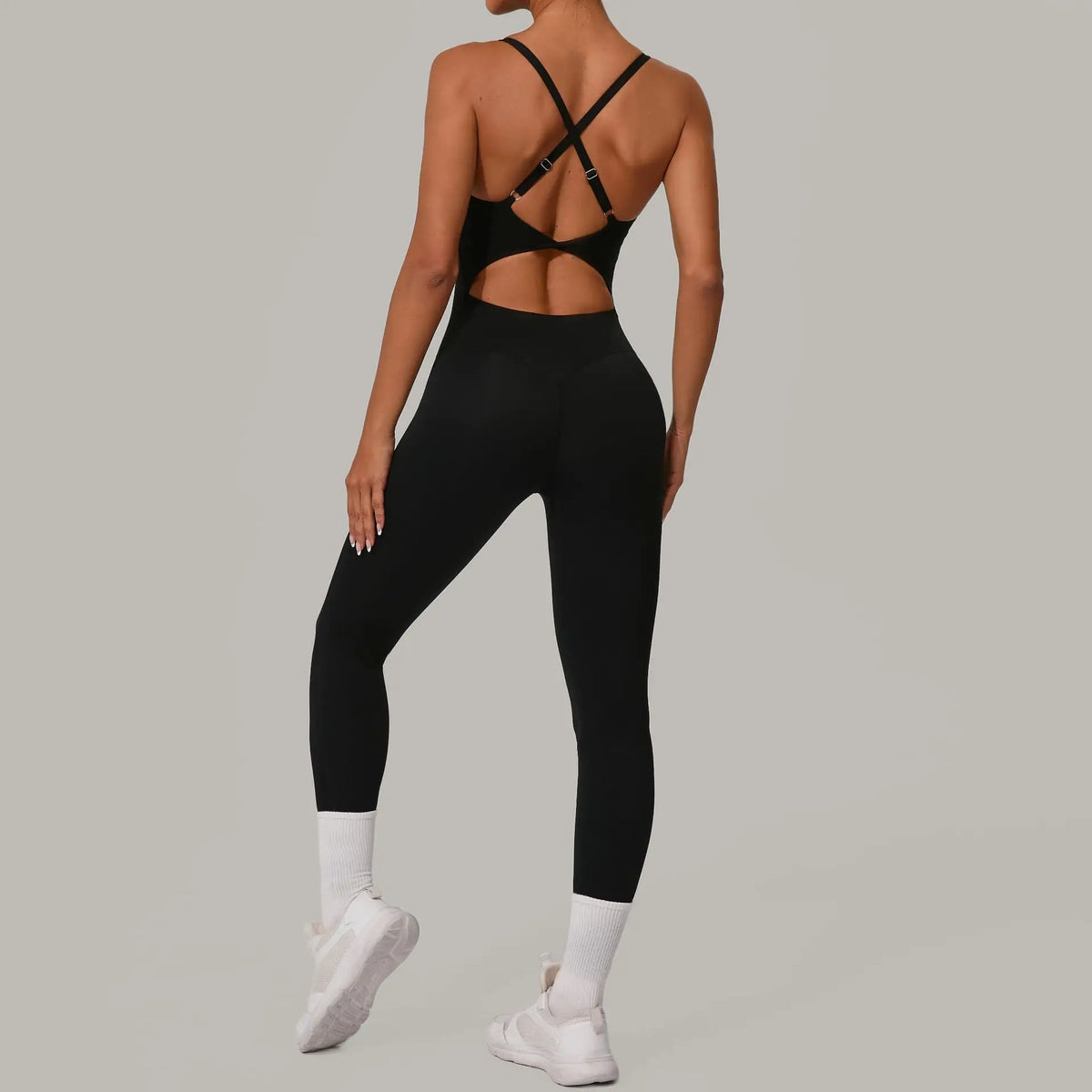Sexy Hollow Cross Backless Sporty Tight Jumpsuit Woman Sportswear Summer One Pieces Outfit Gym Fitness Overalls Yoga Jump Suit - Matrix Studios
