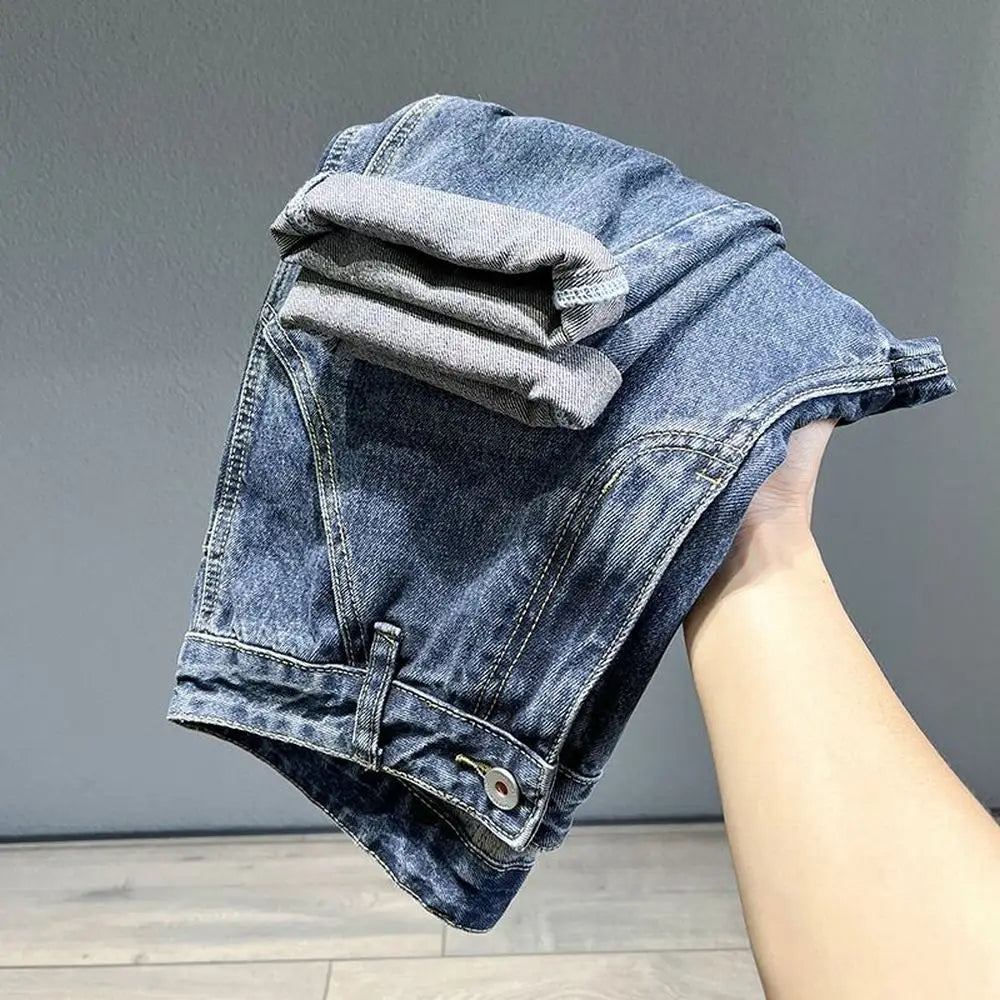 Korean Vintage Loose Tapered Men's Jeans Fashion High Street Drape Harem Pants Youth Hip Hop Streetwear Male Blue Denim Trousers - Matrix Studios