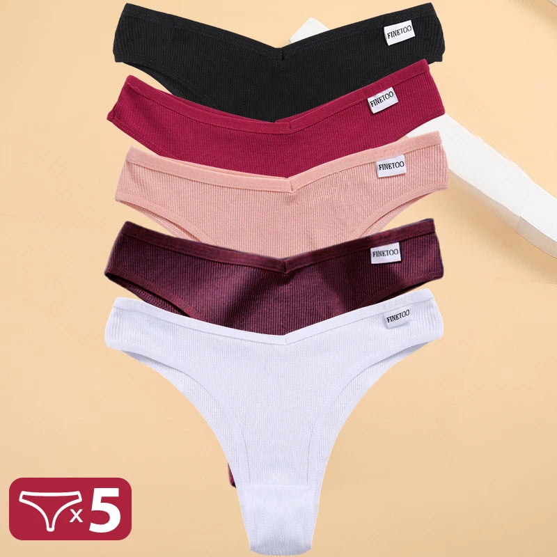 5PCS/Set Cotton Lingerie Panties Sexy Underwear Women Briefs Tangas Female Underpants Pantys Thong Panties Bikini Solid 13 Color - Matrix Studios