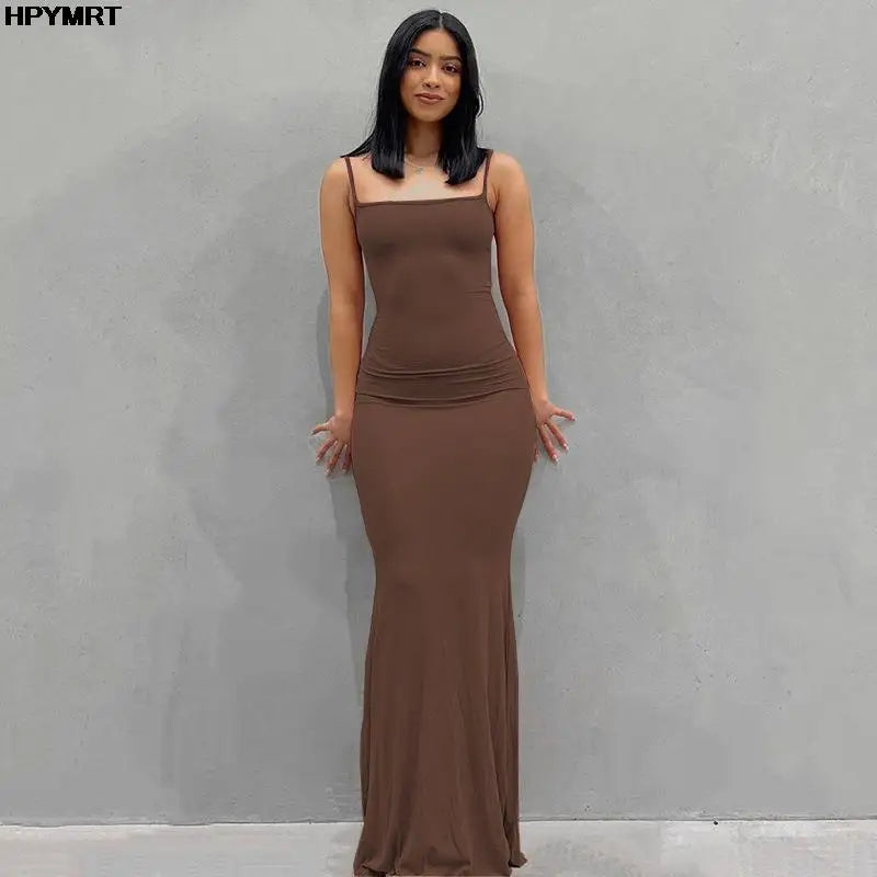 Satin Slip Sleeveless Backless Slim Sexy Maxi Dress 2022 Spring Women Party Y2K Concise Bodycon Elegant Dresses Female Clothing - Matrix-studios.com