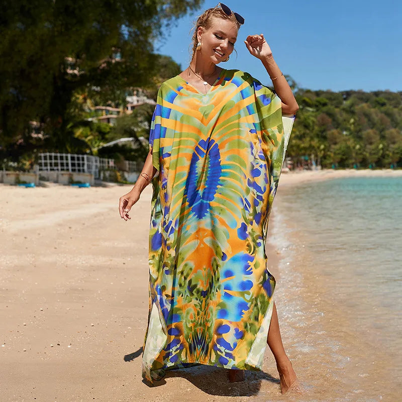 Plus Size Swimsuit Kaftans Beach Cover Ups Colorful Outfits Dress Bathing Suit for Women Vacation Outfits - Matrix Studios