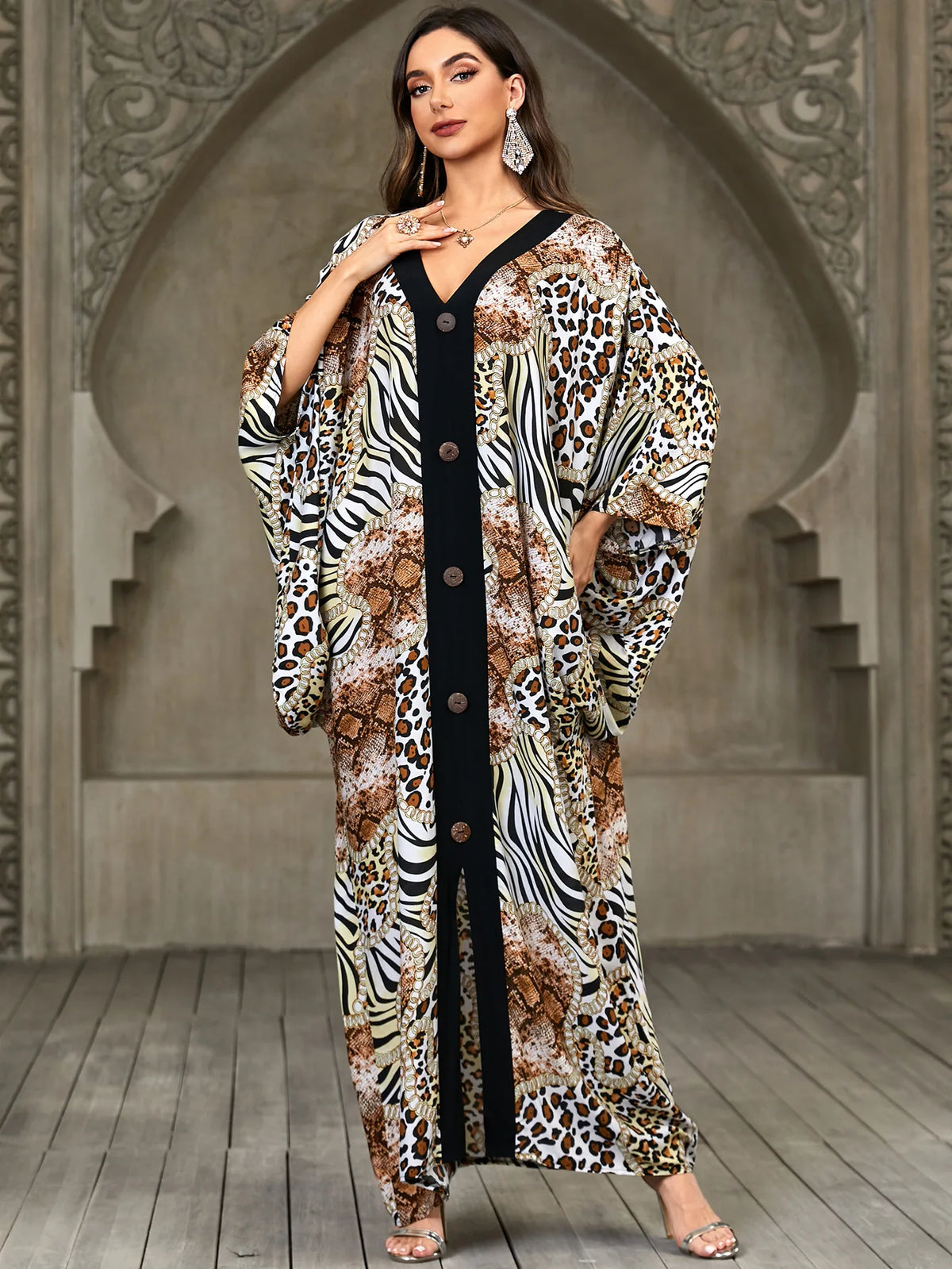 Caftans for Women Plus Size V-Neck Batwing Sleeve Kaftan Dress for Beach Swimwear Cover-Up Loungewear Mumu Dresses - Matrix Studios