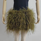 Real feather mini skirt, elastic waist sexy clothing, club, party dance party carnival short skirt can be customized in size - Matrix Studios