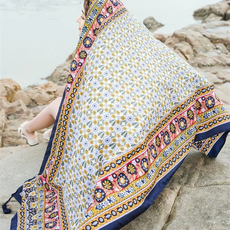 90x185cm  Printing Process Twill Summer Suncare Beach Dress Bikini Sarong Wrap Scarf Women Brazilian Swimsuit Bathing Cover-ups - Matrix Studios