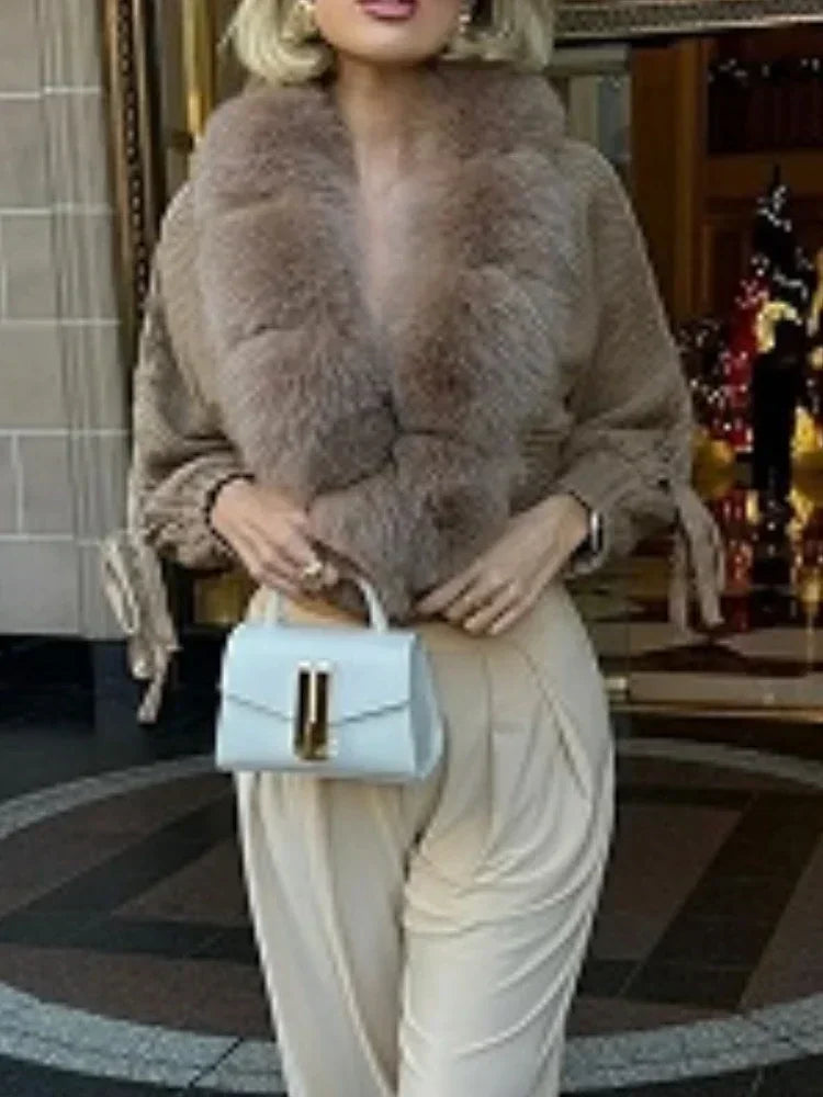 2024 Winter New Fashion Knitting Cardigan Placket Coat Women Casual Real Fox Fur Coat Short Warm Knitted Jacket with Natural Fur - Matrix Studios