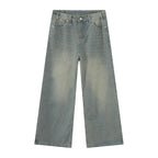 IEFB Summer Men's Denim Pants Old Blue Washed Male Jeans Straight Casual Menwear Loose Wide Leg Trousers New Fashion 9C354 - Matrix Studios