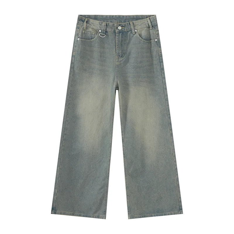 IEFB Summer Men's Denim Pants Old Blue Washed Male Jeans Straight Casual Menwear Loose Wide Leg Trousers New Fashion 9C354 - Matrix Studios