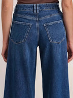 "Women’s Deep Blue Wide Leg Jeans - Stylish Denim Trousers for Comfort and Versatility - Matrix-studios.com