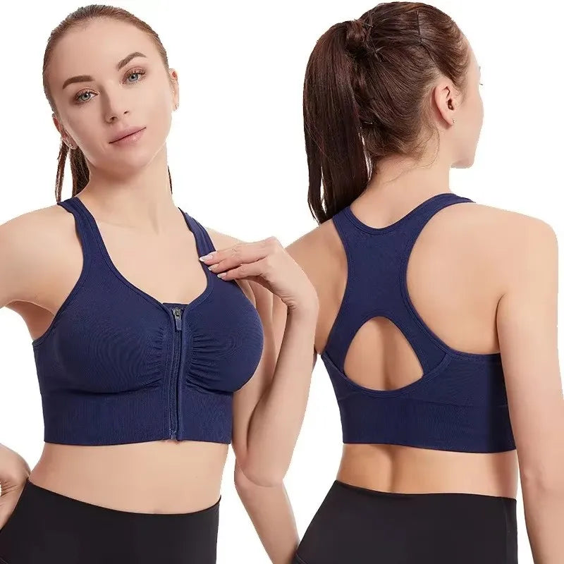 CZGUKE Women's Zipper Sports Bra Vest Plus Size Shock Resistant Bra Women's yoga Running Fitness Bra Women's Underwear - Matrix Studios