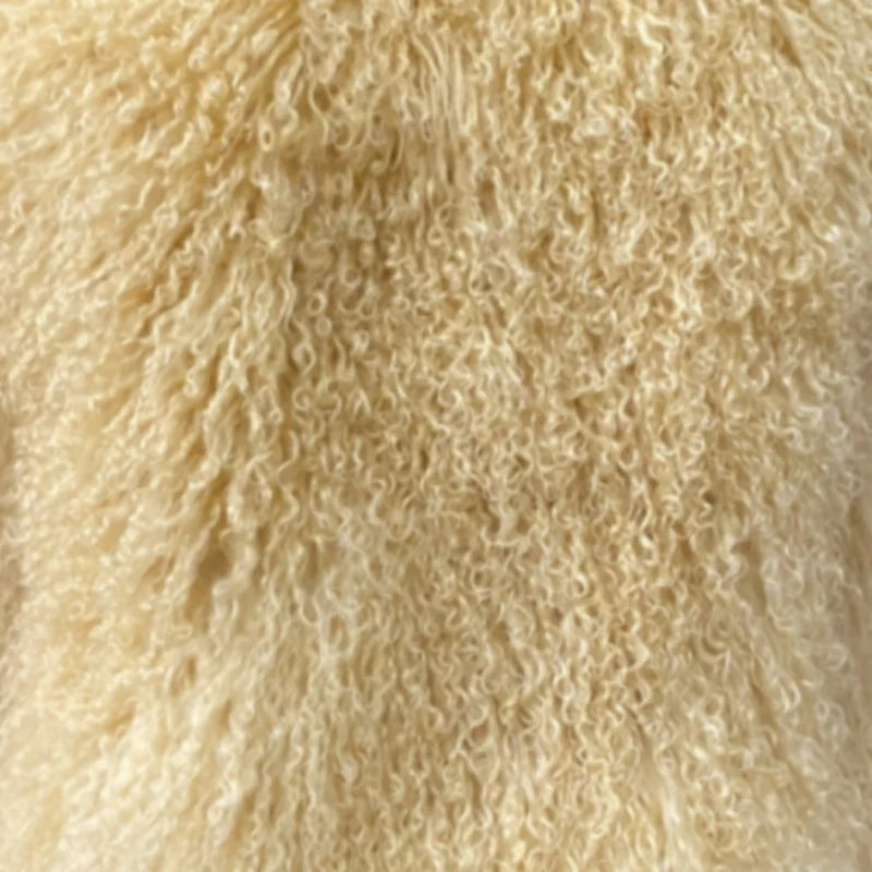 Women's Luxurious Fluffy Warm Mongolian Sheepskin Short Vest Coat Spring Autumn Sexy Wool Outerwear New Collection - Matrix Studios