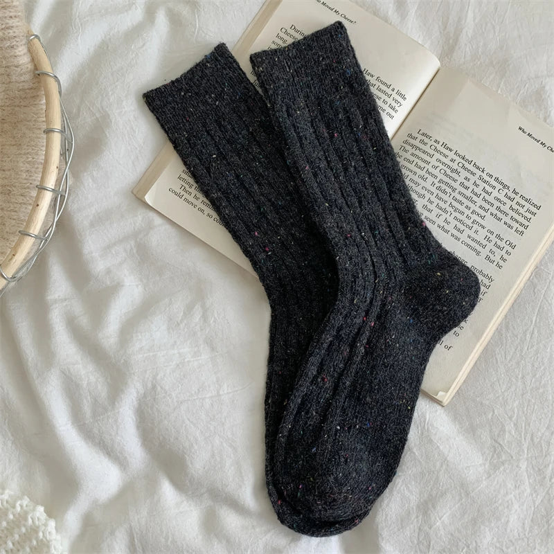 Women's Socks Winter New Novelty Fashion Japanese Style Casual Crew Socks Warm Striped Autumn Simple Wool Socks For Girls Trendy - Matrix Studios