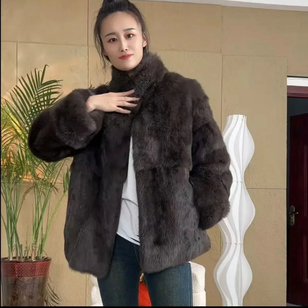 Fancy Rani Real Fur Coat Women Natural Rabbit Winter Jacket Leather And Fur Women's Long Clothing Female Outerwears With 2025 - Matrix Studios