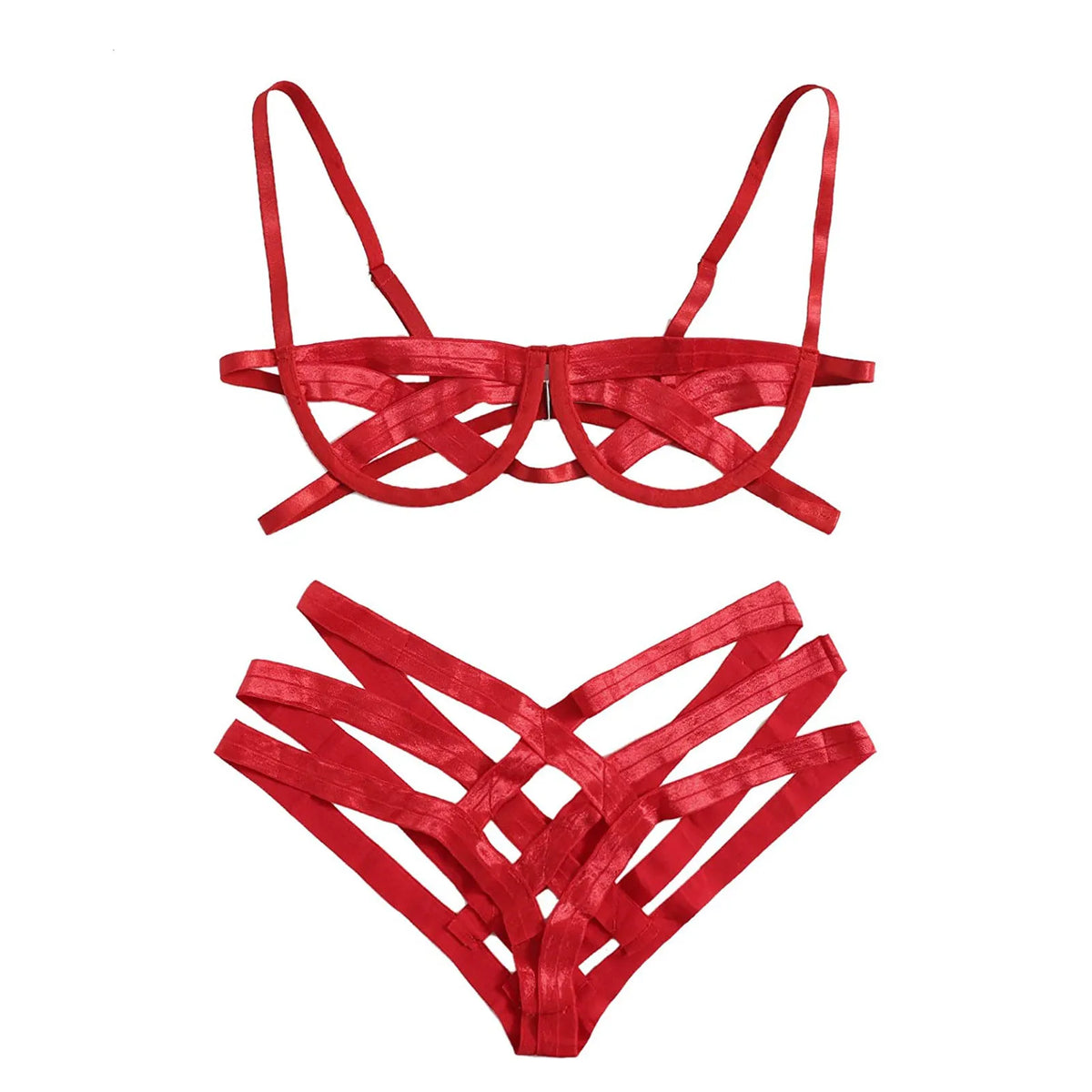 Sexy Mesh Hollow Out Lingerie Set Womens Seamless Solid Color Bra Set Soft Comfortable Briefs Elastic Intimates Underwear Set - Matrix-studios.com