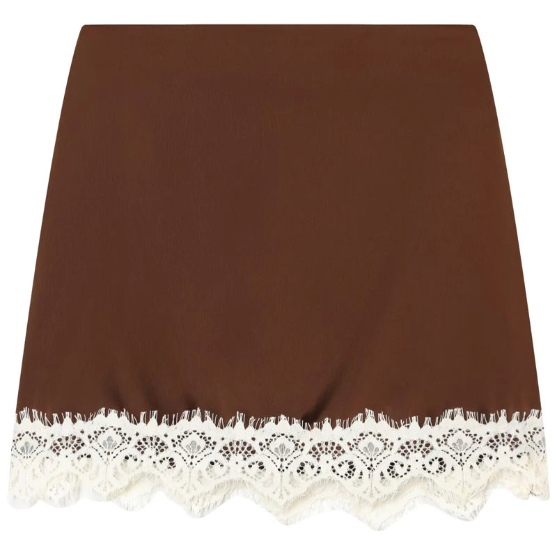 HXAO Satin Lace Skirt Shorts Women's Skirt Sexy Mini High-Waist Culottes Elegant Pencil Skirt Pant Ladies Fashion Party Culottes - Matrix-studios.com