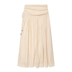 HipSeam Women's Pleated Skirts Sets New 2026 Spring Summer 2 Piece Simple Lace Long Sleeve Top + Midi Waist Skirts Female Outfit - Matrix-studios.com
