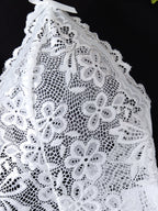 White Embroidered Lace Falafan Dress Set - Sexy Lingerie for Women - Sexy Bra Set with Strap Design on the Back 21077 - Matrix-studios.com