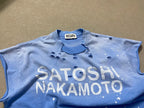 Summer SATOSHI Waistcoat Blue Splash Ink Destruction Sleeveless Tank Top Retro Fading Letter Tshirt Men Women Vest Streetwear - Matrix-studios.com