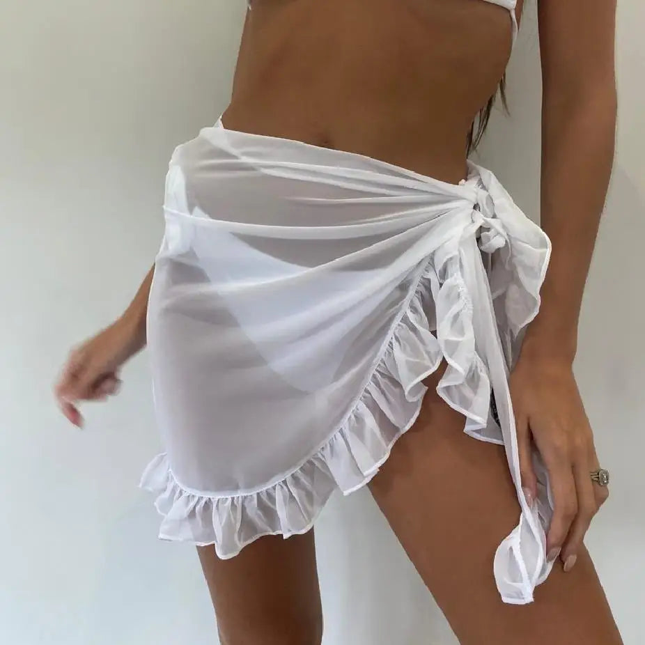 Yiiciovy 2023 Women Cover-Ups Skirts Chiffon Swimwear Pareo Scarf Bikini Cover-Ups Wrap Kaftan Sarong Beach Sexy Skirts 9 Colors - Matrix Studios