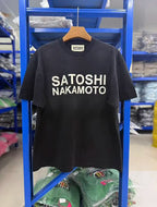2026ss Satoshi Nakamoto Logo Printed Diamonds Patched Women Men T shirts tees Hiphop Oversized Men Casual Cotton T shirt - Matrix-studios.com