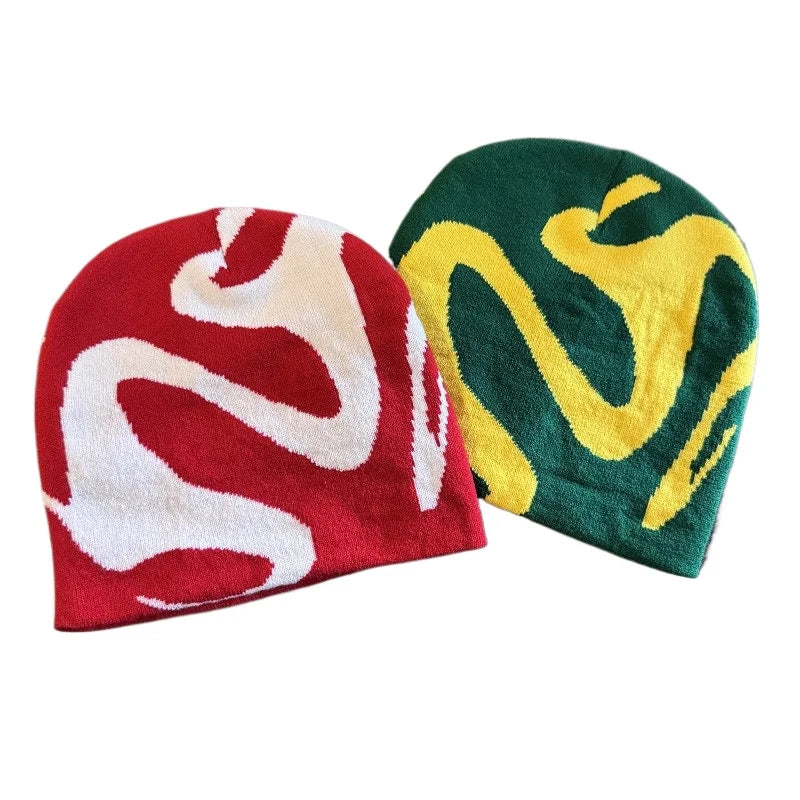 Trendy Knit Beanies Winter Jacquard Windproof Warm Hat Outdoor Colorful Casual Fashion Pullover Cap