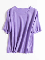 SuyaDream, 100%Merino Wool Pullovers for Woman, Round Neck, Short Sleeved Sweaters, 2025 Fall Winter Soft Warm Top, Pink, Olive - Matrix Studios