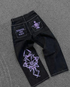 2025 New Prints Jeans Men Streetwear Baggy Wide Leg Jeans Korean Fashion Drapes Straight Casual Loose Denim Cargo Pants - Matrix Studios