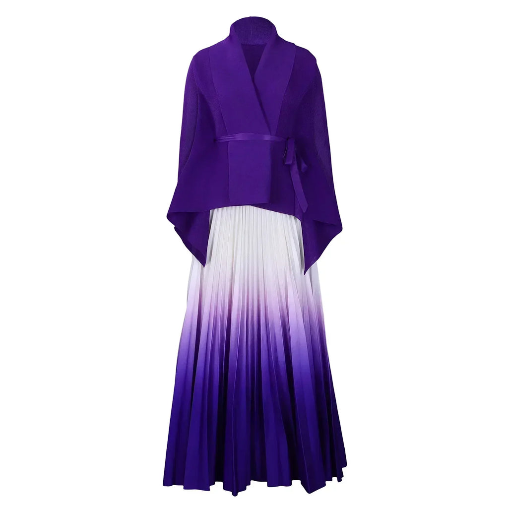 Autumn Fashion 2025 Long Sleeve V-neck Polyester Party Evening 2 Pieces Top Long Skirts Matching Sets African Clothes for Women - Matrix-studios.com