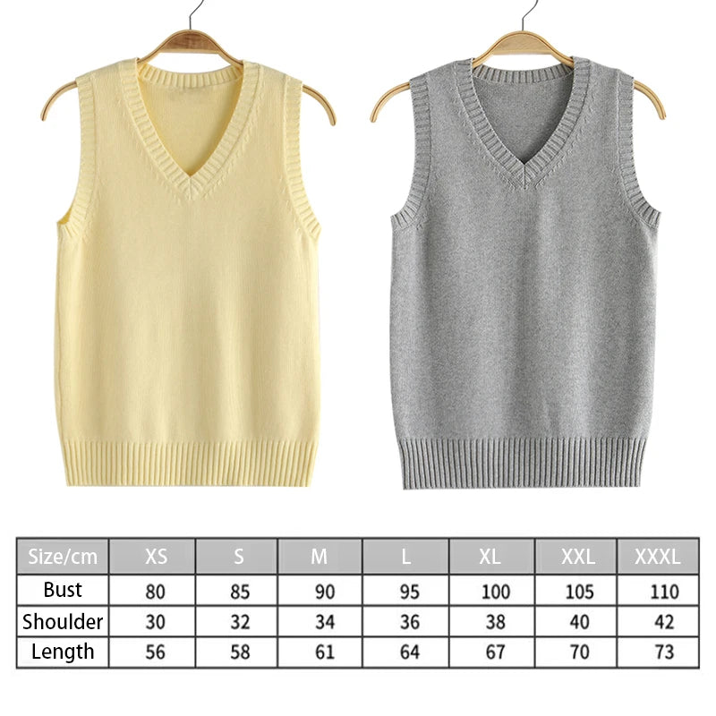 Preppy Style Teenager School Girls Uniform Sleeveless Sweaters Knitted Vest Students Y2K Lolita Pullover Waistcoat Women JK Tops - Matrix Studios