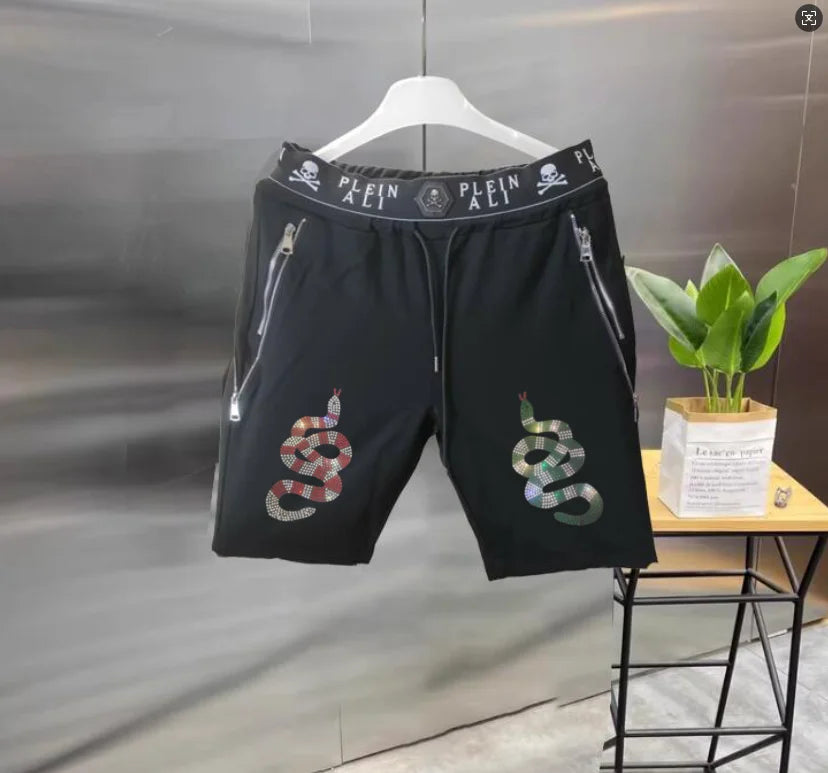 2025 Designer  Rhinestone  short Summer Luxurious Plein ali Hip Hop Male Brand Casual short pant