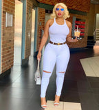 2023 Spring New Women's White High Waist Ripped Jeans Fashion Slim Stretch Denim Pencil Pants Casual Female Clothing S-3XL - Matrix-studios.com