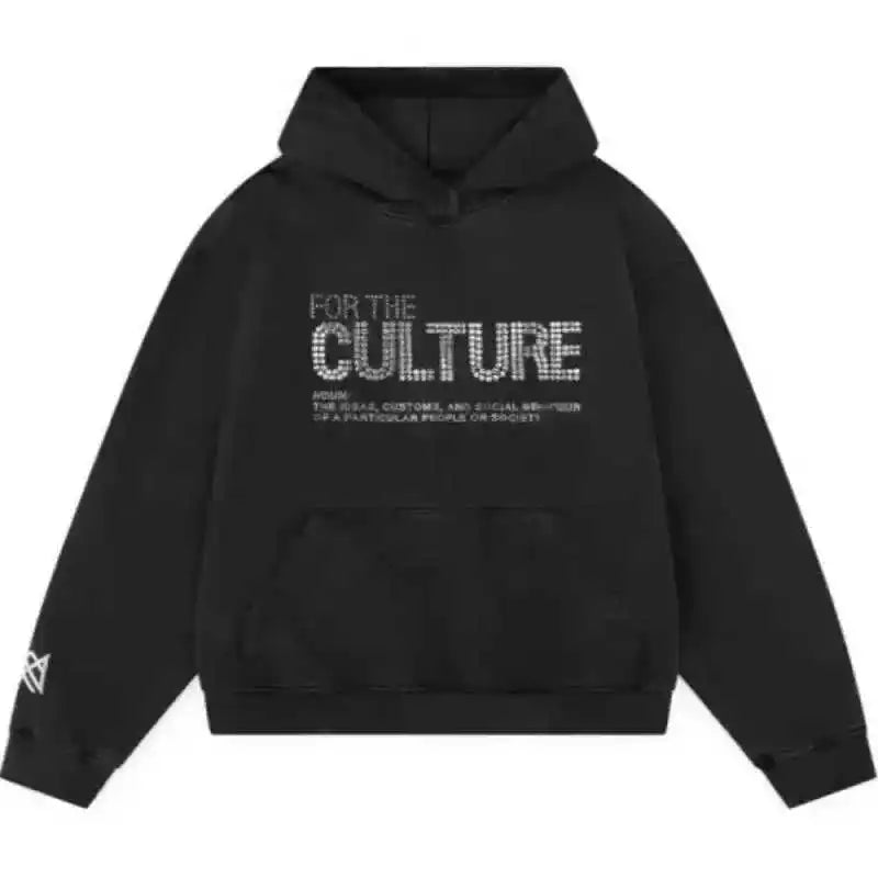 Rhinestones Decor Hoodies Woman Clothing Fashion Woman Sweatshirts Woman Clothes Outerwears Casual Hooded Shirt for Daily Wear - Matrix Studios