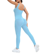Shapewear Jumpsuits for Women Built- In Bra Bodycon Square Neck Sleeveless Summer Rompers Ribbed Jumpsuit - Matrix Studios