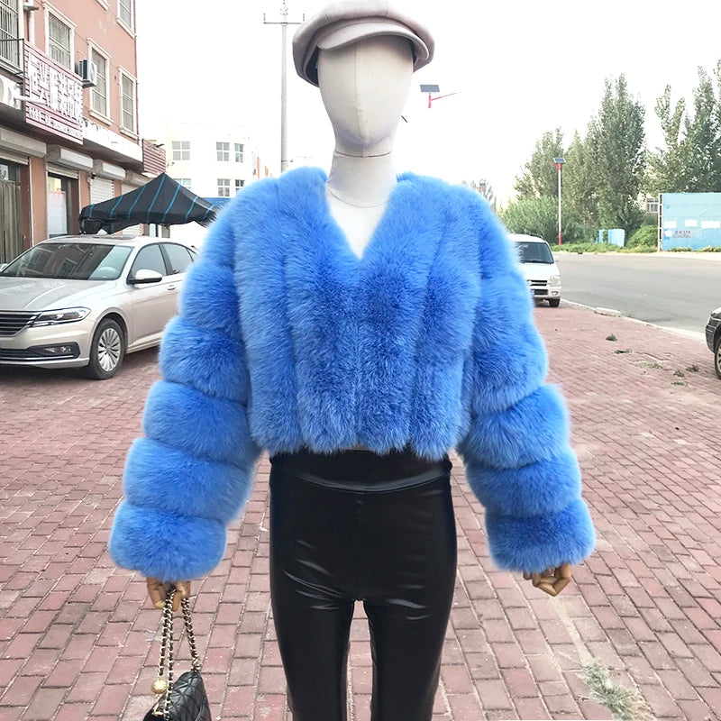 High Quality Fur Coat Women 100% Real Fox Fur Jacket Women's Fall/Winter Luxury Short Natural Fox Fur Coat Leather Jacket - Matrix Studios