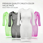 1PC Women Sexy Fishnet Beach Cover Up Long Sleeves Hollow Out Bodycon Dress See Through Summer Swimwear - Matrix Studios