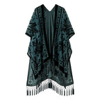 MJSERECA New Bohemian Burnt Plush Kimono for Woman Long Cardigan With tassel Beach Cover-up Casual Cardigan Shawl Chiffon Shirt - Matrix Studios
