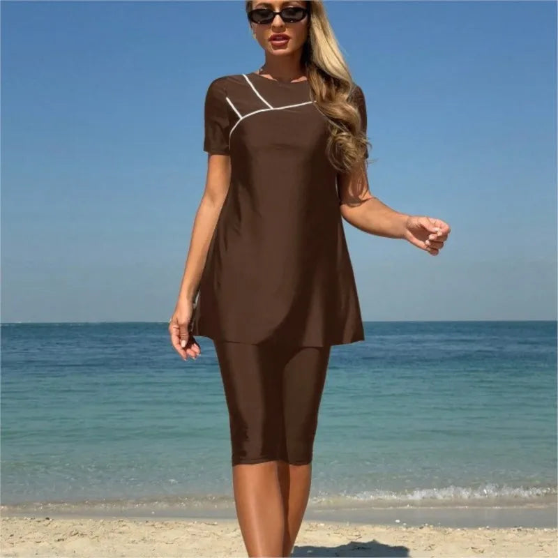 New Cover Ups Sexy Swimsuit Women Summer Bathing Suit Bikini Set Short Sleeve Swimwear Women Beach Swimming Suit For Female - Matrix Studios