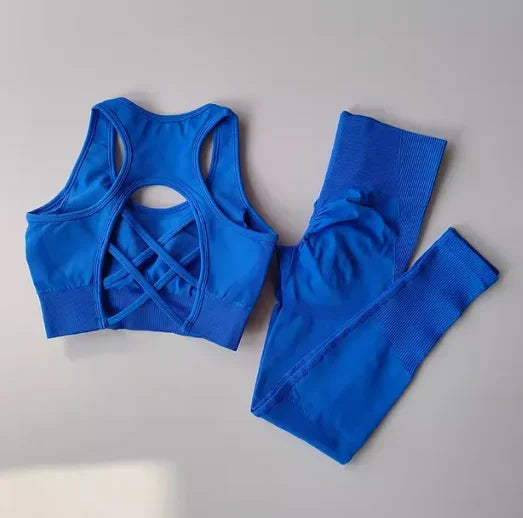 2PCS Sports Bra Women's Set Professional Fitness Tank Top Bra Shockproof Running Leggings Yoga Suit Beautiful Back Bra Clothing - Matrix-studios.com