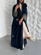 Muslim Women Abayas +Hajib 2pcs Islamic Kaftans Casual Maxi Dresses Arabian Jilbabs Middle Eastern Full Sleeve Open Front Abaya - Matrix-studios.com
