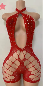FAGADOER Sexy Hollow-out Rhinestone Patchwork Bodycon Rompers Woman Halter Sleeveless Backless Jumpsuits Female Party Clubwear - Matrix Studios