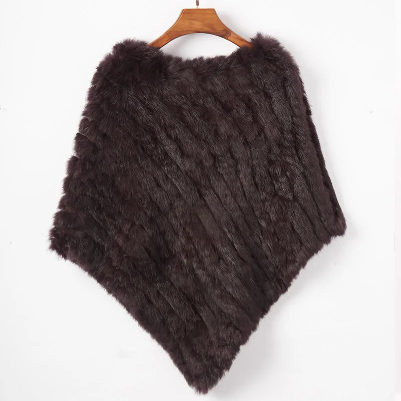 Women's Real Rabbit Fur Poncho Vest Natural Leather Winter Jacket Wrap Coat Shawl  Wedding Party Knitted Fur Vest Wholesale - Matrix Studios