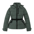 Women's Winter Hooded High Waist Padded Sport Parkas Coats with Belt Female Elegant Thick Warm Pockets Windproof Skiing Jackets - Matrix-studios.com
