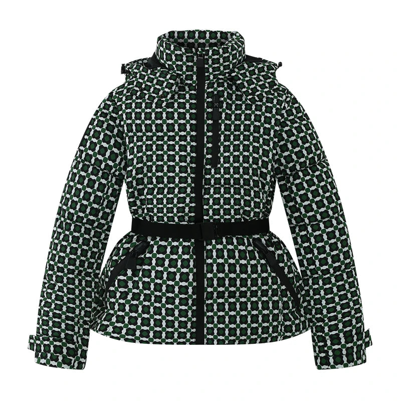 Women's Winter Hooded High Waist Padded Sport Parkas Coats with Belt Female Elegant Thick Warm Pockets Windproof Skiing Jackets - Matrix-studios.com
